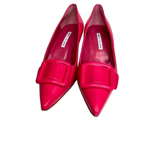 Manolo Blahnik Barbie Pink Maysale Leather Pump 50mm size 40.5 - Picture 2 of 9